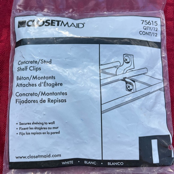 7002-PTT ClosetMaid 75615 Shelf Clips Concrete/Stud Shelf Clips 12-Pack  White - Picture 6 of 6